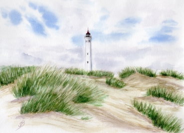 Poster DIN-A3 Leuchtturm Lyngvig in der Düne - DK57